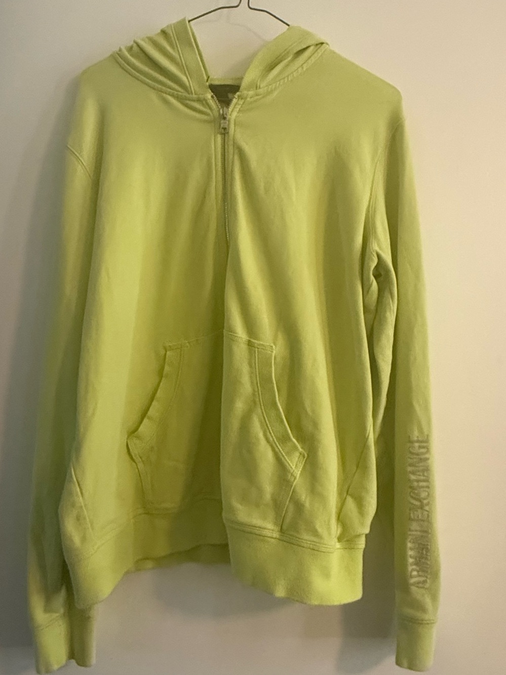 Armani Exchange Lime Green Zip Hoodie